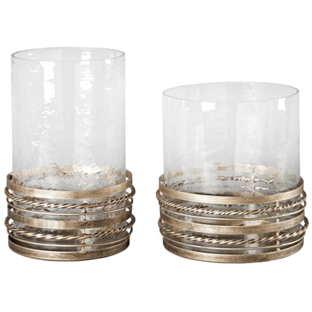 Obaida - Antique Gold Finish Candle Holders