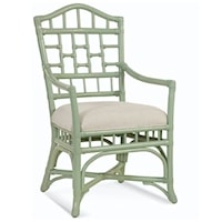 Tropical Arm Chair with Upholstered Seat