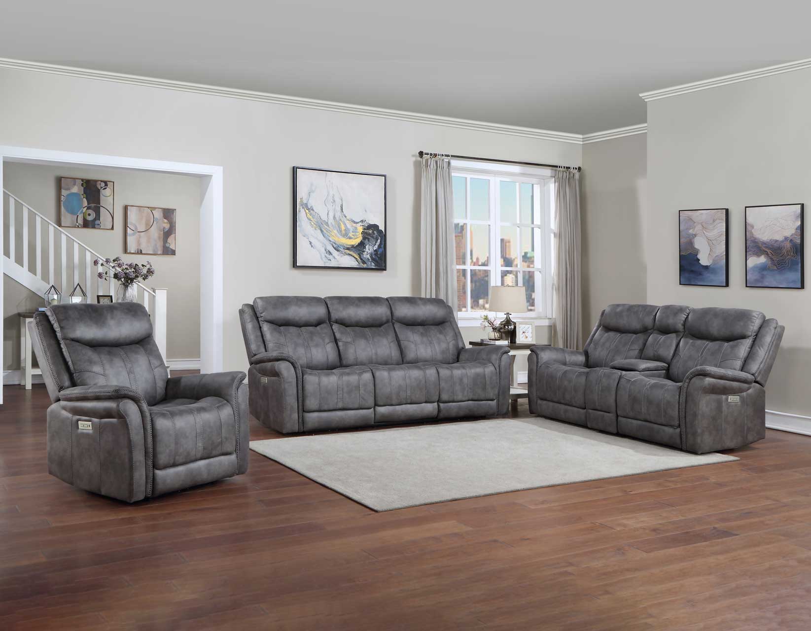 Gray reclining discount living room set