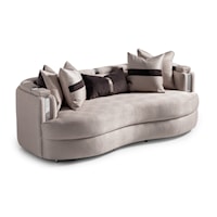 Glam Upholstered Sofa with Five Throw Pillows