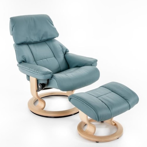 Medium Chair and Ottoman with Classic Base
