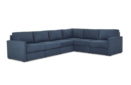 Flex 6-Seat Sectional with Narrow Arm - Denim