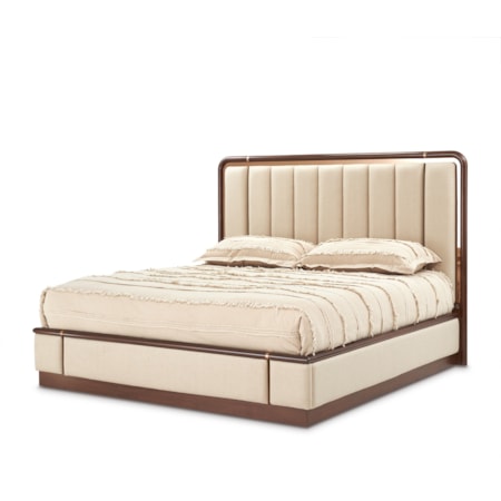Upholstered King Lift-Storage Bed