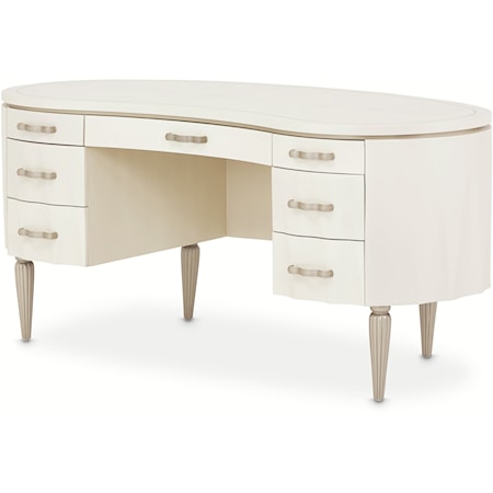 Transitional 7-Piece Desk with Velvet-lined Drawers