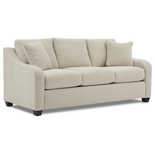 Transitional Slope-Arm Sofa with Throw Pillows