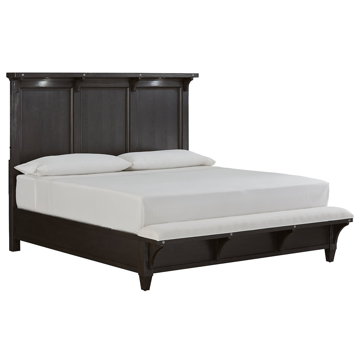 Magnussen Home Sierra Bedroom Queen Lighted Panel Bed with Bench