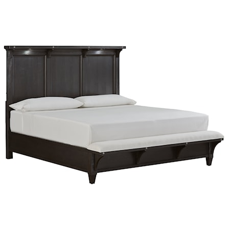 Queen Lighted Panel Bed with Bench