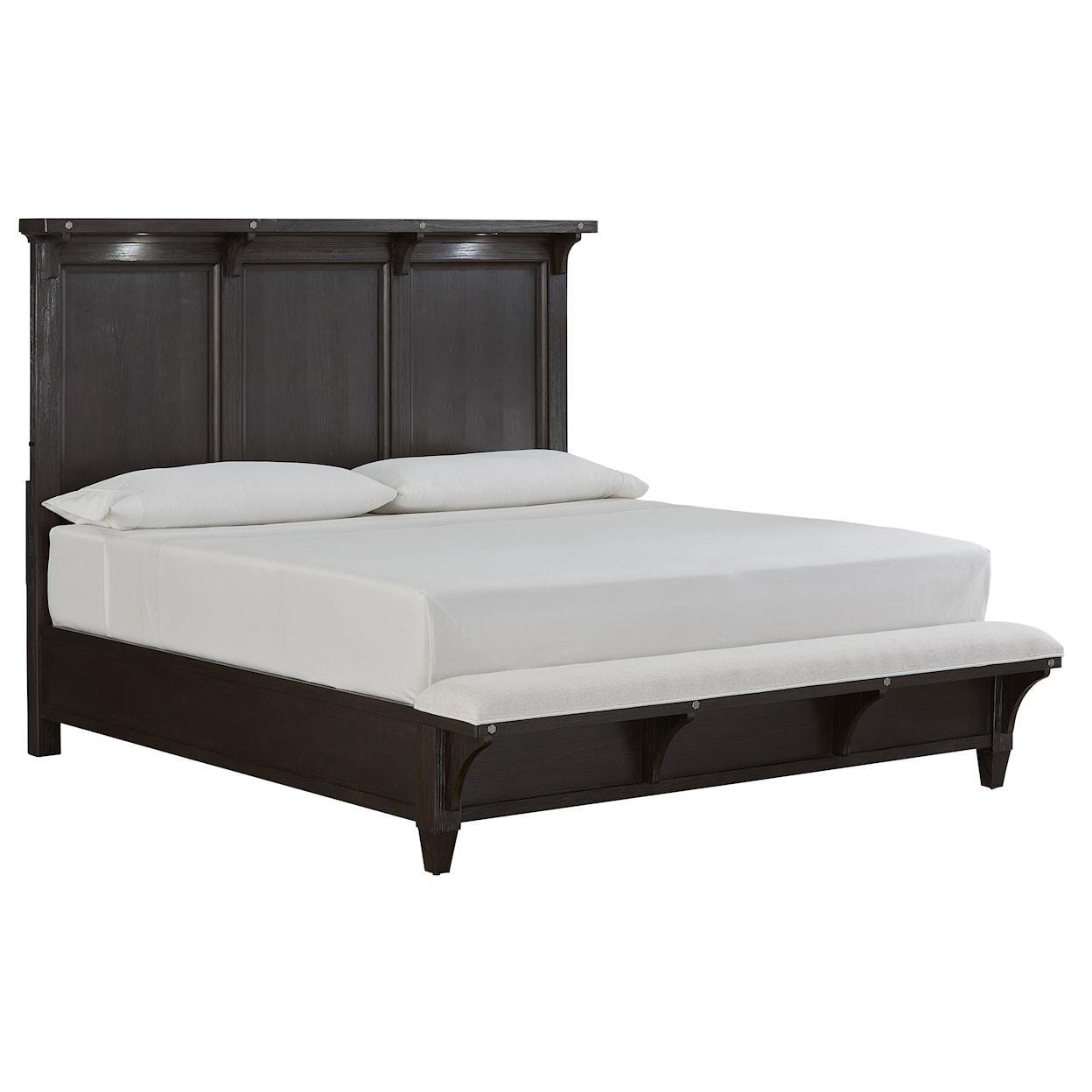 Magnussen Home Sierra Bedroom King Lighted Panel Bed with Bench