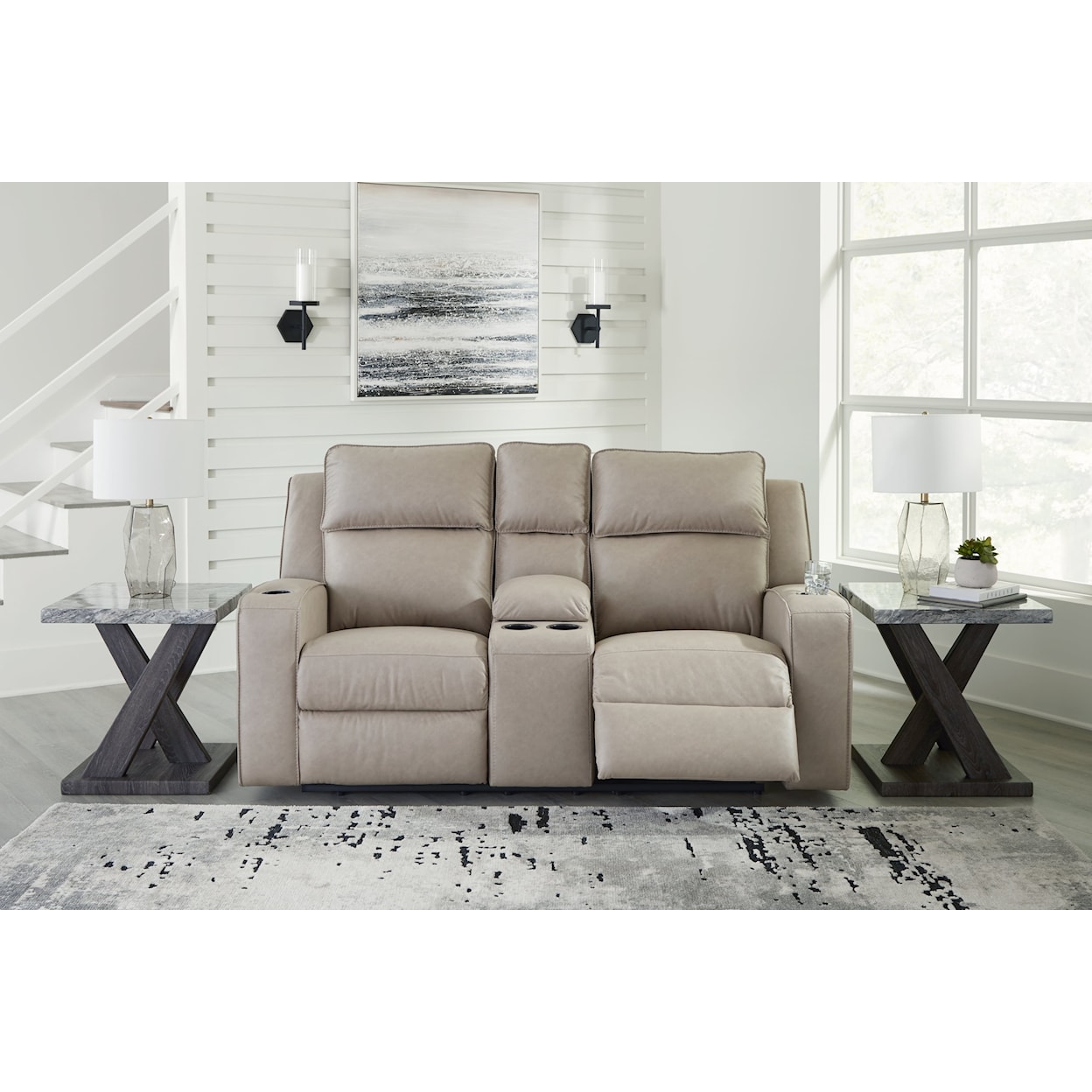 Signature Design by Ashley Lavenhorne Double Reclining Loveseat w/ Console