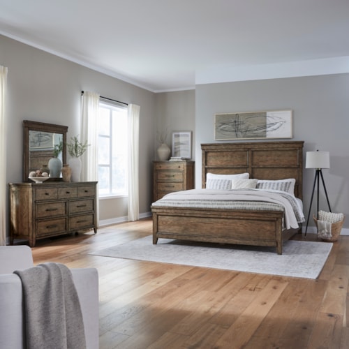 Transitional 4-Piece Queen Panel Bedroom Set