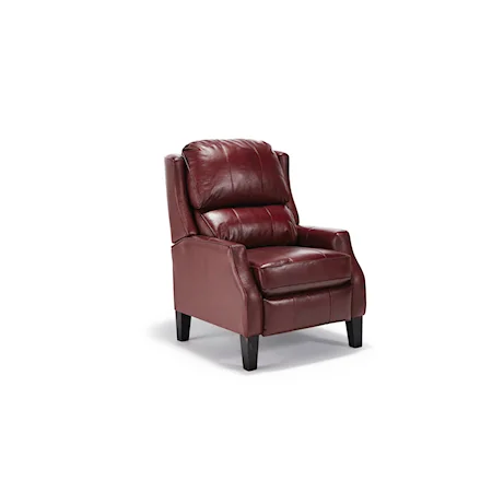 Transitional Pushback Recliner with Leather Match Upholstery