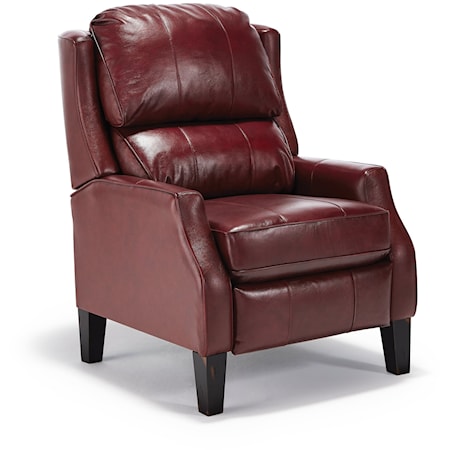 Transitional Pushback Recliner with Leather Match Upholstery