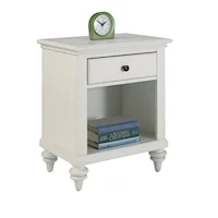 Coastal Single Drawer Nightstand with Off-White Finish