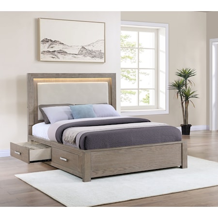 56-inch Queen LED Storage Bed