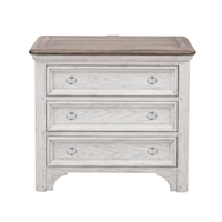 Farmhouse 3-Drawer Nightstand with Built-In USB