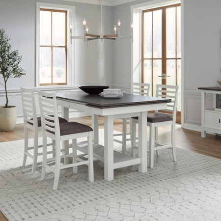 5-Piece Gathering Trestle Table Dining Set