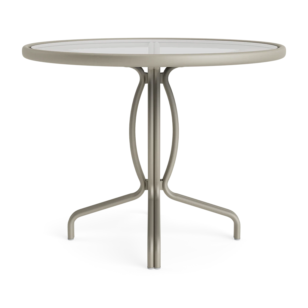 36" Rd. Glass-Top Aluminum Occasional Table