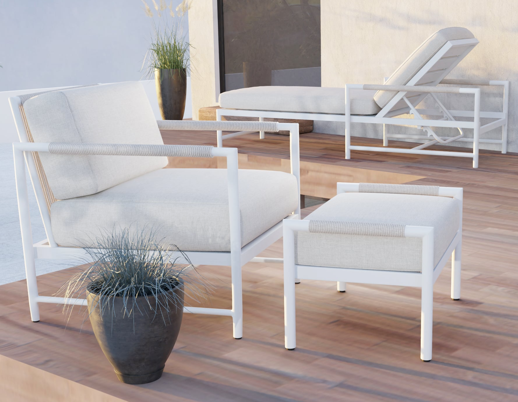 Outdoor Cushioned Ottoman