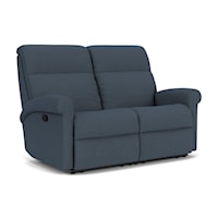 Casual Manual Reclining Loveseat with Rolled Arms