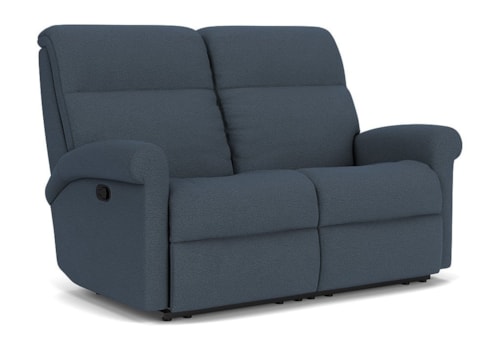 Casual Manual Reclining Loveseat with Rolled Arms
