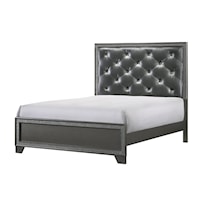 Glam King Panel Bed with Upholstered Headboard