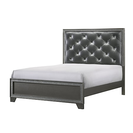 King Panel Bed with Upholstered Headboard