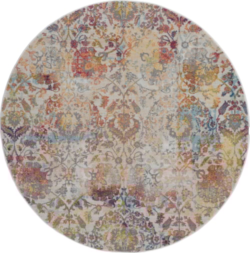 6'  Ivory/Orange Round Rug