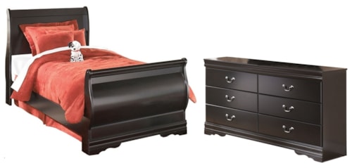 2pc Twin Sleigh Bed & Dresser