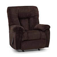 Casual Manual Rocker Recliner with Pillow Arms