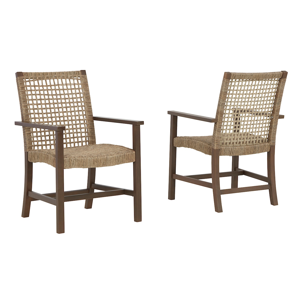 Signature Design Germalia Resin Wicker/Wood Outdoor Dining Arm Chair