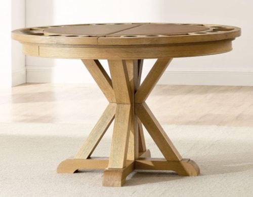 Rustic 48-inch Round Dining Game Table with Folding Top - Natural
