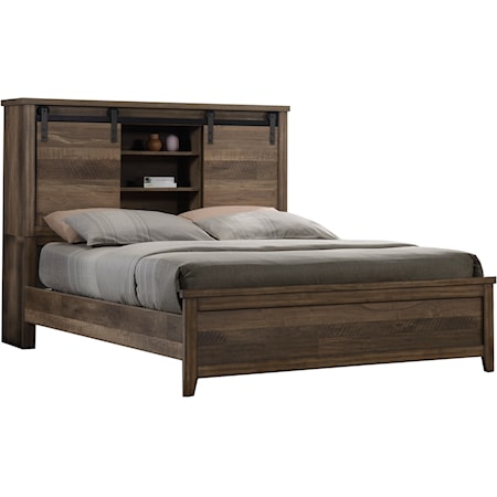 Rustic Industrial King Bookcase Bed