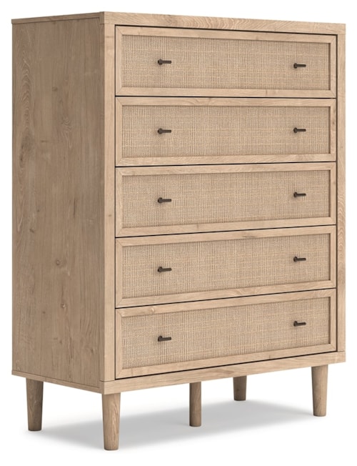 Contemporary 5-Drawer Chest with Cane Details