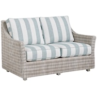 Outdoor Coastal Wicker Loveseat with Cushions
