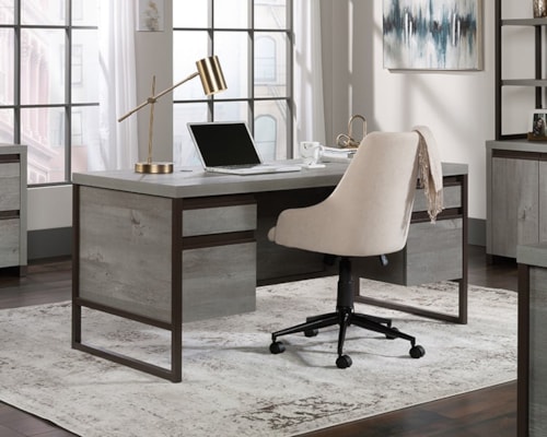 Contemporary Double Pedestal Desk with File Drawers