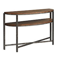 Rustic Demilune Sofa Table with Shelf