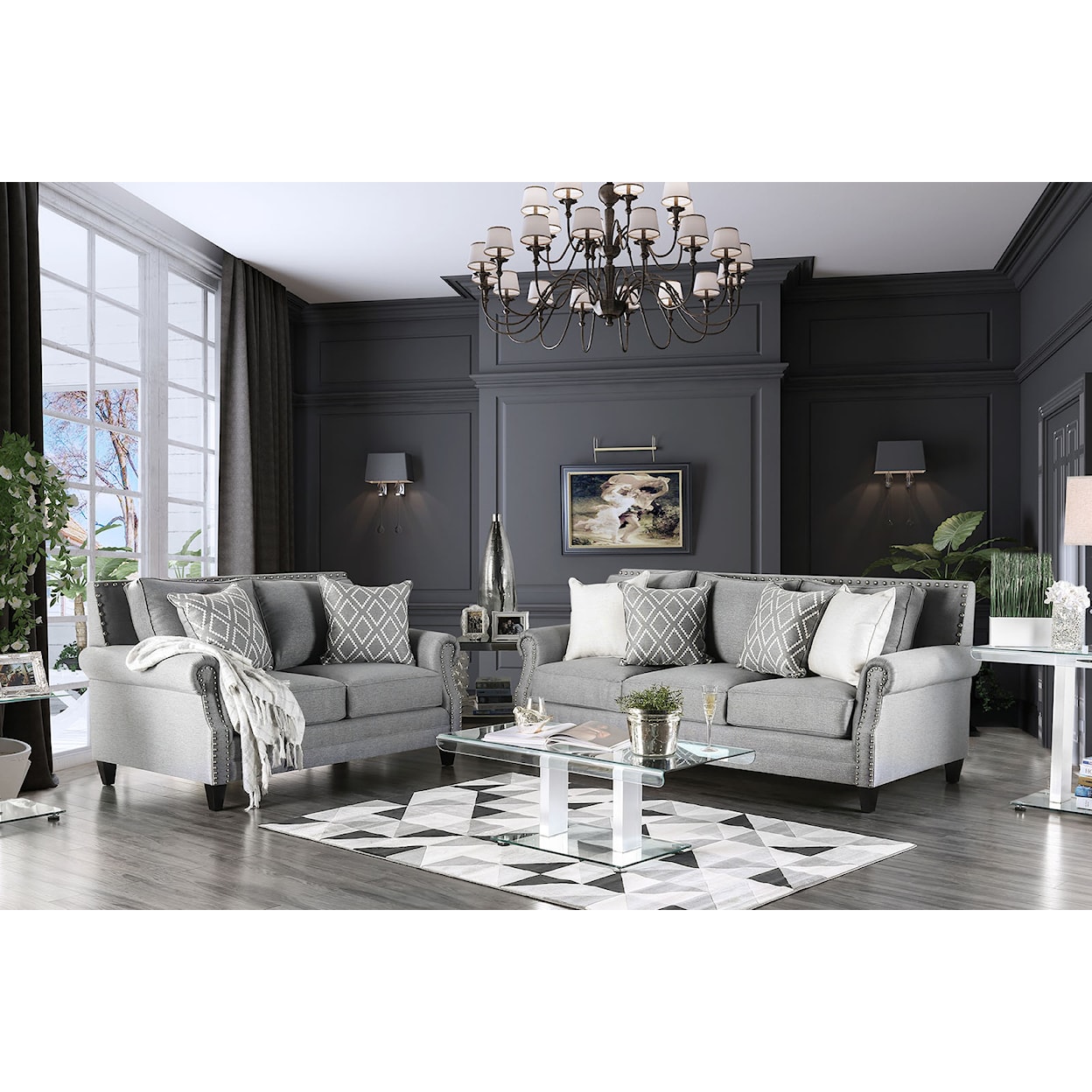 Furniture of America Giovanni Sofa and Loveseat Set