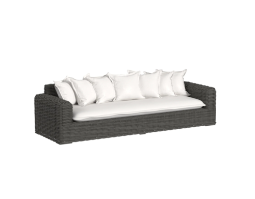 Tropical Outdoor Resin Wicker Sofa with Loose Pillows
