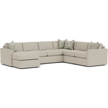Contemporary Sectional Sofa with Flare Arms