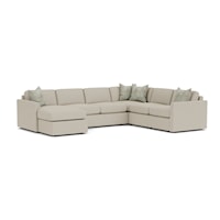Contemporary Sectional Sofa with Flare Arms