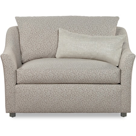 Contemporary Upholstered Chair and a Half with Flare Tapered Arms