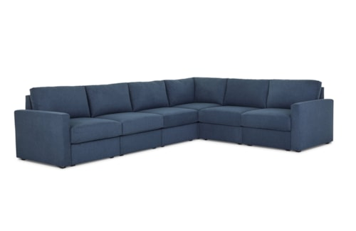 Flex 6-Seat Sectional with Standard Arm - Denim