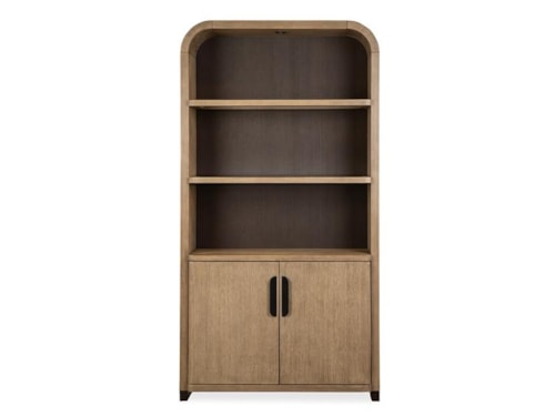 Transitional 2-Door Dining Cabinet with Additional Shelving