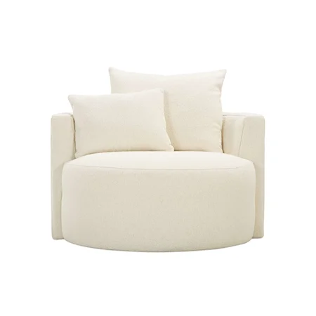 Contemporary Round Swivel Chair with Pillow Back