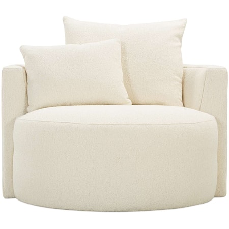 Contemporary Round Swivel Chair with Pillow Back