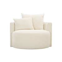 Contemporary Round Swivel Chair with Pillow Back