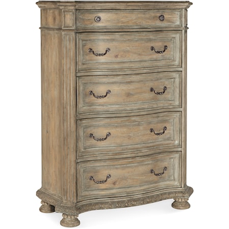 Traditional 5-Drawer Chest with Removable Felt Liner