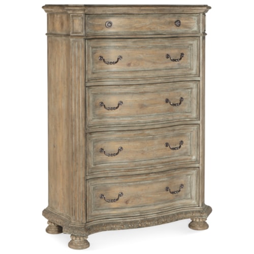 Traditional 5-Drawer Chest with Removable Felt Liner