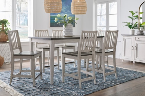 Farmhouse 5-pc. Counter-Height Dining Set with Slat-Back Chairs