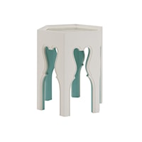Bilbao Hexagonal End Table with Teal Accents